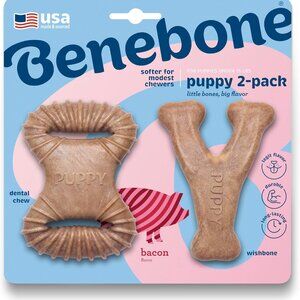 Puppy 2-Pack Dental Chew/Wishbone Dog Chew Toys, , Real Bacon Flavor